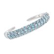 8.80 ct. t.w. Aquamarine and .48 ct. t.w. Diamond Cuff Bracelet in Sterling Silver