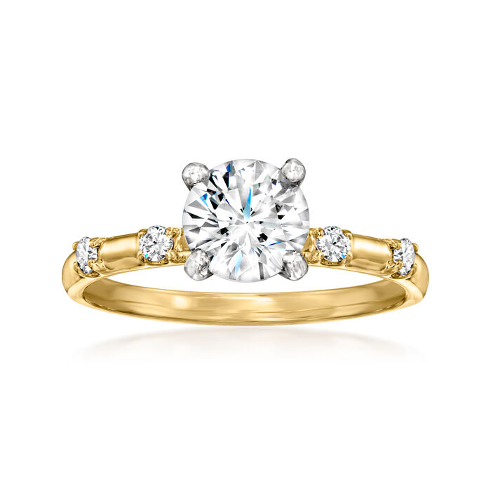 .14 ct. t.w. Diamond Station Engagement Ring Setting in 14kt Two-Tone Gold