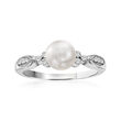 6.5-7mm Cultured Pearl Ring with Diamond Accents in 14kt White Gold