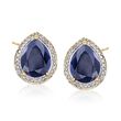 Indian Sapphire and .19 ct. t.w. Diamond Earrings in 14kt Yellow Gold