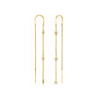 Diamond-Accented Star Station Threader Earrings in 14kt Yellow Gold