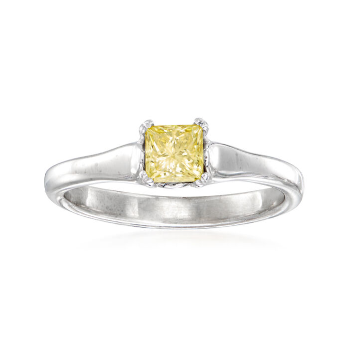 C. 2000 Vintage .50 Carat Yellow Diamond Ring in 14kt White Gold