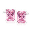 5.50 ct. t.w. Simulated Pink Sapphire Stud Earrings in Sterling Silver