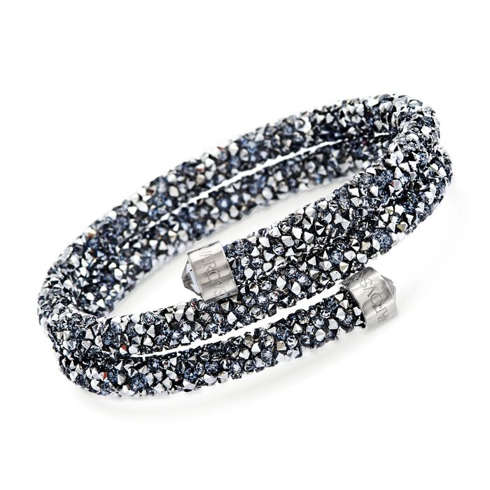 Swarovski Crystal &quot;Dust&quot; Metallic Gray Crystal Coil Bracelet in Stainless Steel
