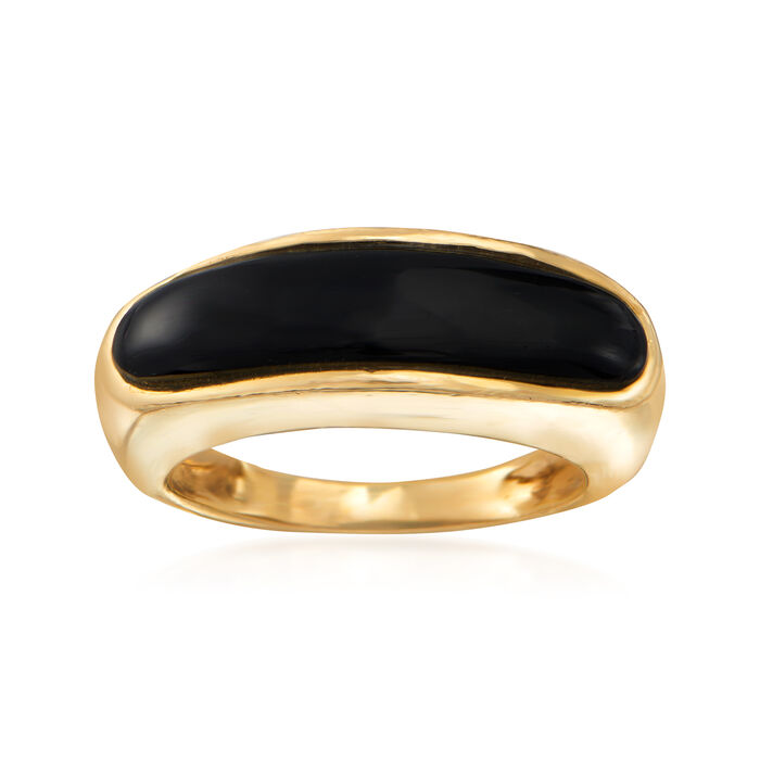 C. 1980 Vintage Black Onyx Ring in 14kt Yellow Gold
