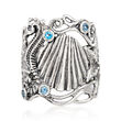.85 ct. t.w. Blue Topaz Sea Life Ring in Sterling Silver