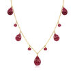 33.90 ct. t.w. Ruby Drop Necklace in 14kt Yellow Gold