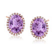 C. 1990 Vintage 5.50 ct. t.w. Amethyst and .40 ct. t.w. Diamond Earrings in 14kt Rose Gold