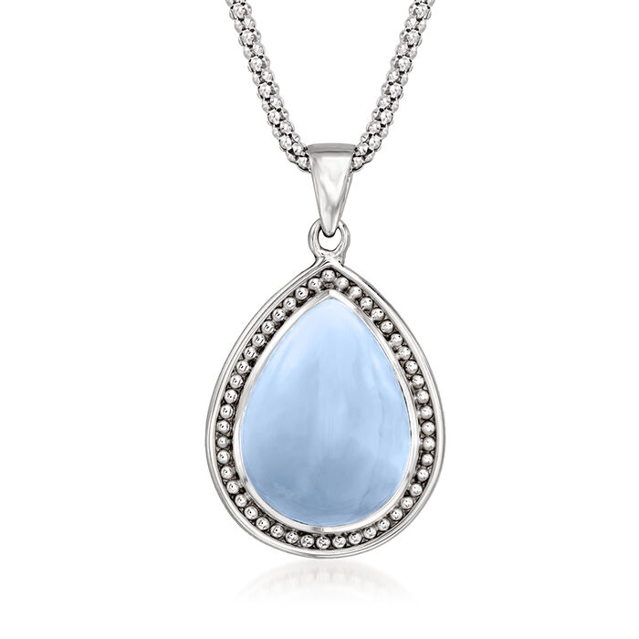 Blue Opal Pendant Necklace in Sterling Silver