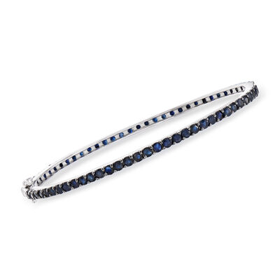 5.25 ct. t.w. Sapphire Eternity Bangle Bracelet in Sterling Silver #786473
