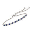 1.30 ct. t.w. Sapphire and .20 ct. t.w. Diamond Bolo Bracelet in Sterling Silver