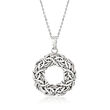 Sterling Silver Byzantine Circle Pendant Necklace