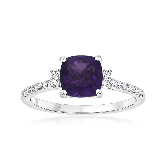 1.30 Carat Amethyst and .15 ct. t.w. Diamond Ring in 14kt White Gold