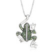 .33 ct. t.w. Green Diamond Frog Pendant Necklace in Sterling Silver