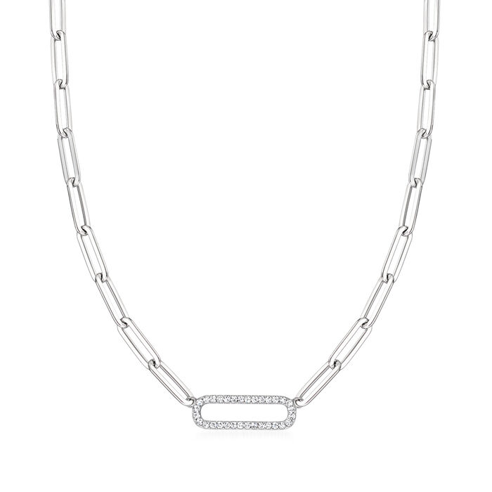 .40 ct. t.w. CZ Paper Clip Link Necklace in Sterling Silver
