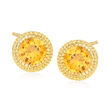 6.50 ct. t.w. Citrine Roped Halo Earrings in 14kt Yellow Gold