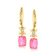 3.20 ct. t.w. Pink Topaz Drop Earrings with White Zircon Accents in 18kt Gold Over Sterling
