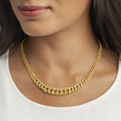 14kt Yellow Gold Graduating Double-Oval Link Necklace