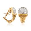C. 1990 Vintage Cassis 1.00 ct. t.w. Diamond Dome Top Earrings in 18kt Yellow Gold