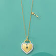 .33 ct. t.w. Diamond Heart Lock and Key Pendant Necklace in 14kt Yellow Gold