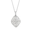 C. 1990 Vintage .60 ct. t.w. Diamond Openwork Pendant Necklace in 14kt White Gold