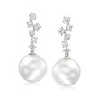 13-14mm Cultured South Sea Pearl and 1.05 ct. t.w. Diamond Drop Earrings in 18kt White Gold