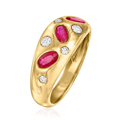 2.60 ct. t.w. Ruby Ring with .20 ct. t.w. Diamonds in 14kt Yellow Gold
