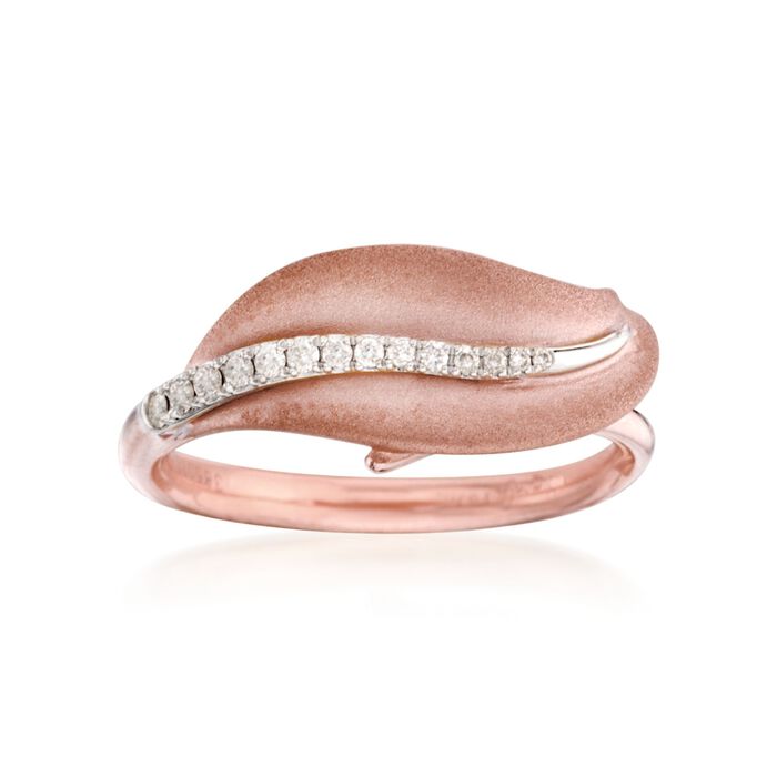 Diamond-Accented Leaf Ring in 18kt Rose Gold