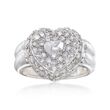 C. 1990 Vintage .80 ct. t.w. Pave Diamond Heart Ring in 18kt White Gold