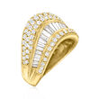 C. 1980 Vintage 1.34 ct. t.w. Diamond Three-Row Ring in 18kt Yellow Gold