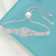 .50 ct. t.w. Diamond Floral Openwork Bolo Bracelet in Sterling Silver