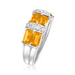 C. 2000 Vintage 1.57 ct. t.w. Citrine and .26 ct. t.w. Diamond Two-Row Ring in Platinum