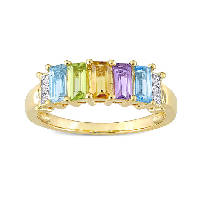 1.13 ct. t.w. Multi-Gemstone Ring in 18kt Gold Over Sterling