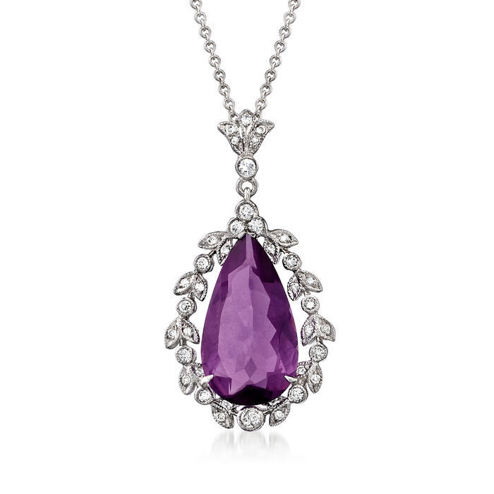 C. 2000 Vintage 4.25 Carat Amethyst and .35 ct. t.w. Diamond Pendant Necklace in 18kt and 14kt White Gold