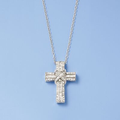 .50 ct. t.w. Diamond Cross Pendant Necklace in Sterling Silver