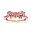 .30 ct. t.w. Pink Sapphire Bow Ring in 18kt Rose Gold Over Sterling