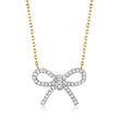 .10 ct. t.w. Diamond Bow Necklace in 14kt Yellow Gold