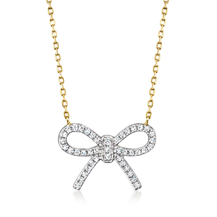 .10 ct. t.w. Diamond Bow Necklace in 14kt Yellow Gold