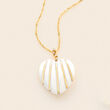 20mm White Agate Striped Heart Pendant in 14kt Yellow Gold