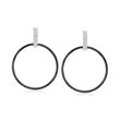 ALOR &quot;Noir&quot; .10 ct. t.w. Diamond Black Stainless Steel Open-Circle Cable Drop Earrings with 18kt White Gold