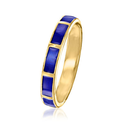 Blue Enamel Ring in 18kt Gold Over Sterling