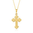 10kt Yellow Gold Budded Cross Pendant Necklace