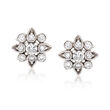 Gabriel Designs .25 ct. t.w. Diamond Flower Stud Earrings in 14kt White Gold