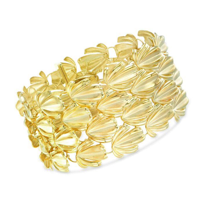 Italian 14kt Yellow Gold Leaf Link Bracelet