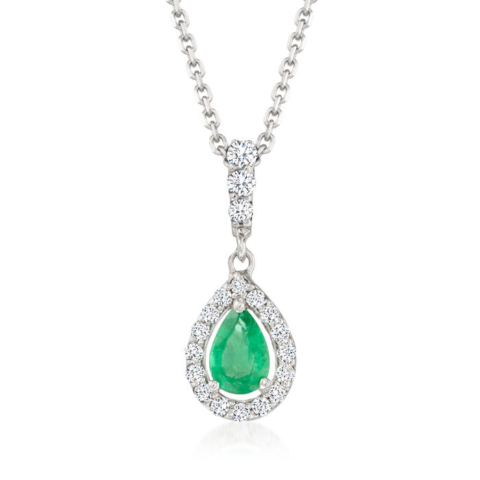 .40 Carat Emerald Pendant Necklace with .19 ct. t.w. Diamonds in 18kt White Gold