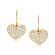 C. 1980 Vintage 2.25 ct. t.w. Diamond Heart Drop Earrings in 14kt Yellow Gold