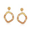 10.90 ct. t.w. Orange and Yellow Sapphire Open Circle Drop Earrings With 1.10 ct. t.w. Diamonds in 18kt Yellow Gold