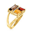 2.90 ct. t.w. Multi-Gemstone Geometric Ring with Diamond Accents in 14kt Yellow Gold
