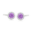 Gabriel Designs .48 ct. t.w. Amethyst Halo Earrings with Diamond Accents in 14kt White Gold