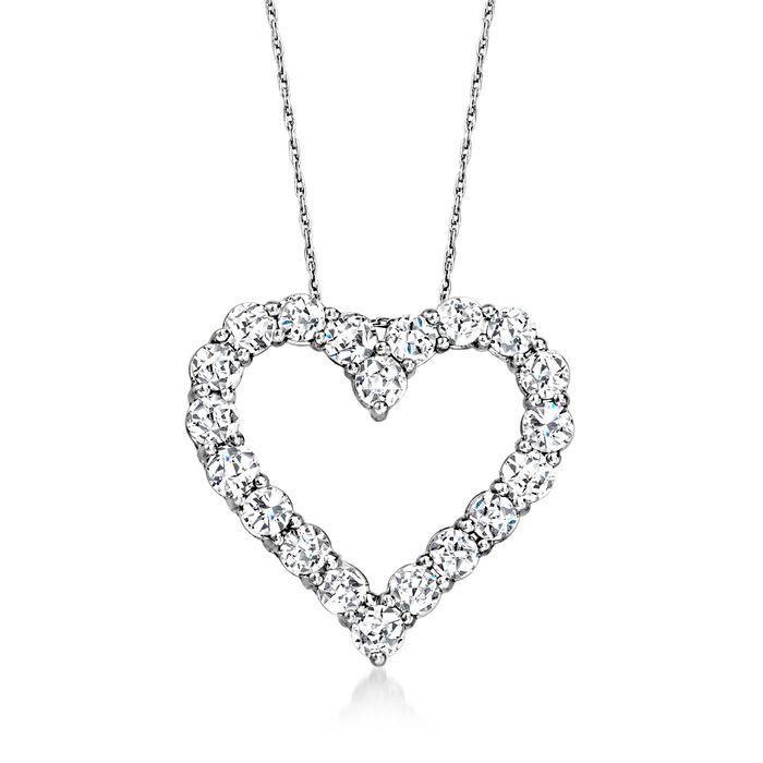 2.00 ct. t.w. Diamond Heart Pendant Necklace in 14kt White Gold